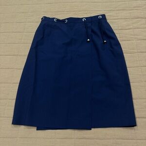 Vintage Theirry Mugler Wool Navy Wrap Skirt Size 42 Medium Tie Up VTG